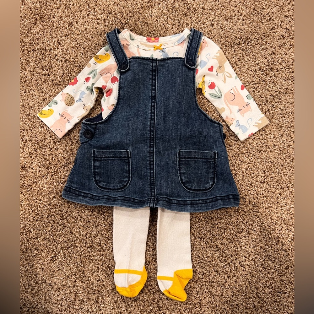 Carter's Denim Dress Set with Printed Top